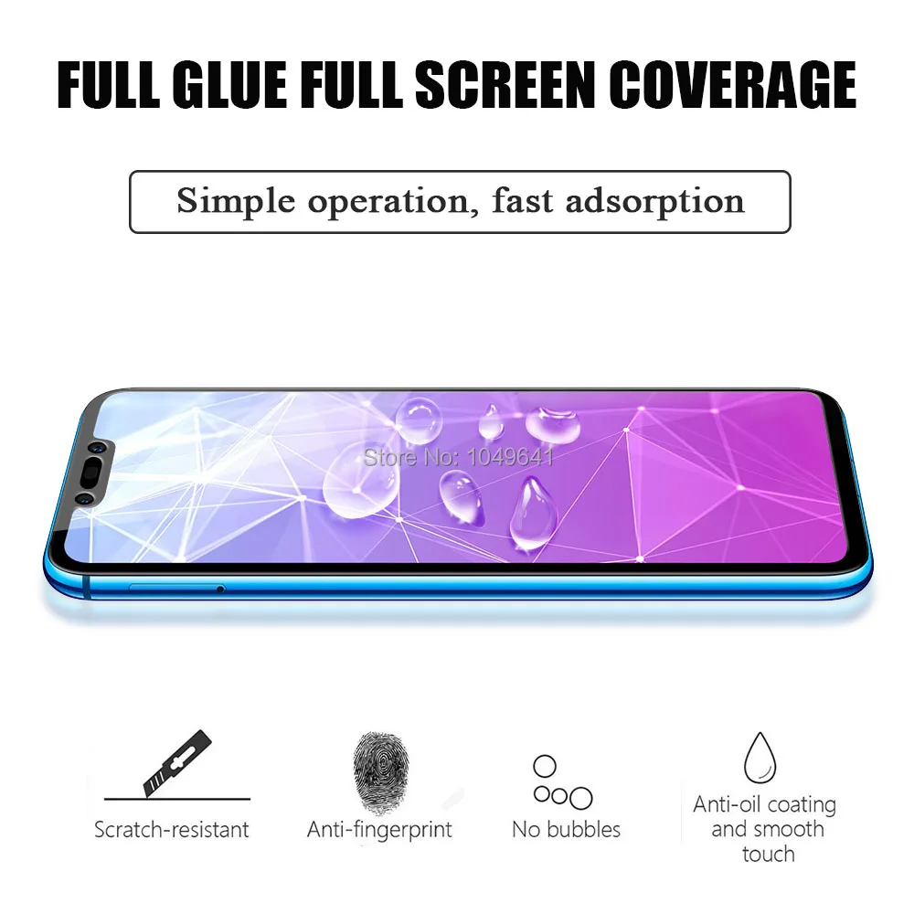 KHW1933_4_Full Screen Cover Tempered Glass For Huawei P Smart Plus 6.3 inch Screen Protector Protective Film For Huawei Nova 3i