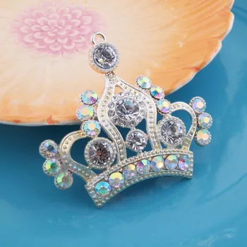

Engood 2018New 50pcs AB Rhinestones Crown Buttons/Pendant for DIY Hair accessories and Clothes pendant decoration ZJ233