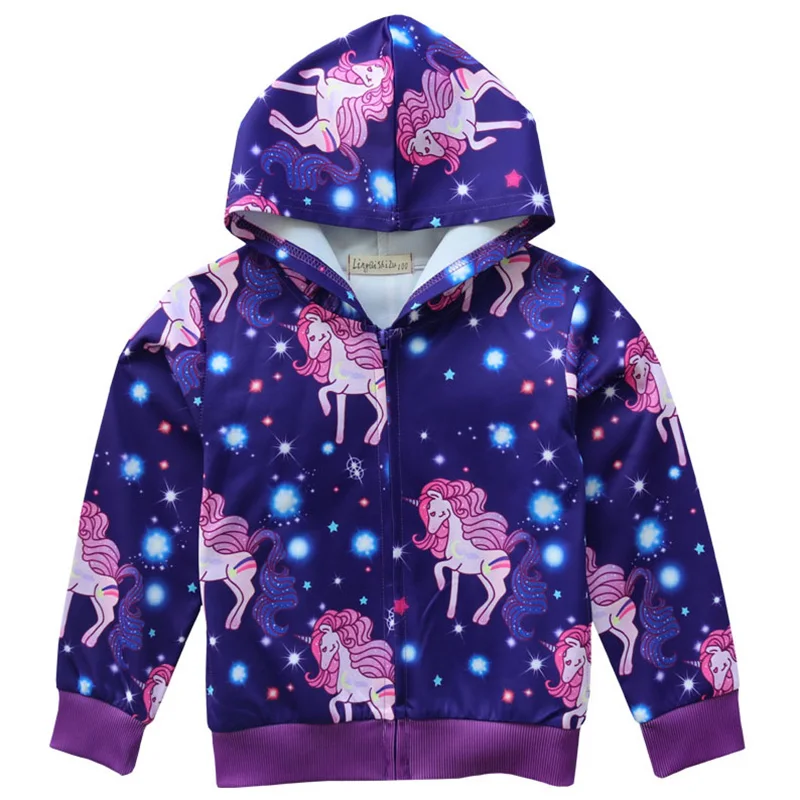 

2019 Modis Spring Fall Kids Hoodies Sweater Coat Printed Unicorn Zipper Cardigan Long Sleeve Thin Sweatshirt Girls Boys clothes