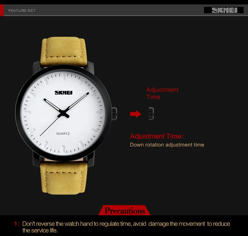 SKMEI Men Fashion Watches Casual Genuine Leather Strap Quartz Wristwatches 30M Waterproof Luxury Watch Relogio Masculino 1196