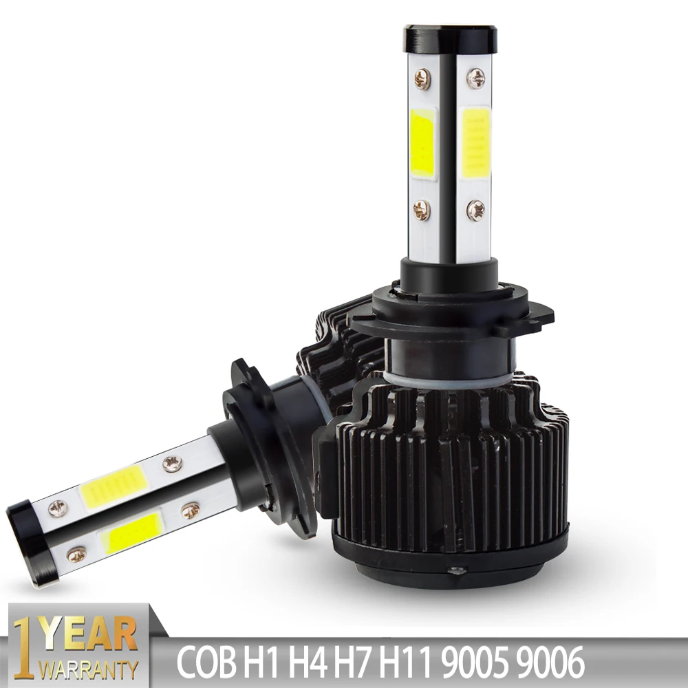 

OUYORCAR H1 H7 LED Bulb 4 Sides Luminous H4 Car Headlight 9005 HB3 9006 HB4 H11 LED Auto Lamp COB 100W 12V 24V H4 LED Car Bulb