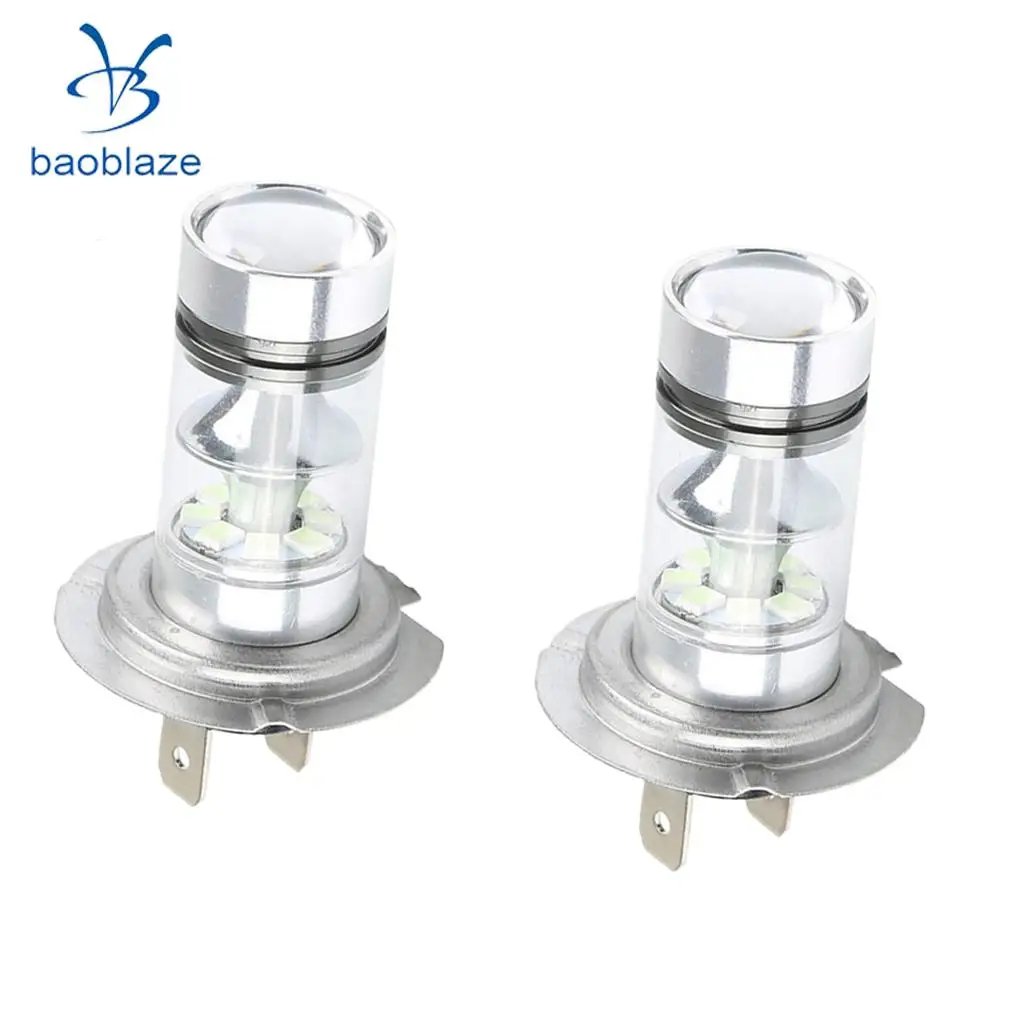 2pcs H7 100W 10000K 1100LM Blue LED Car Fog Lights Daytime Driving Lamp
