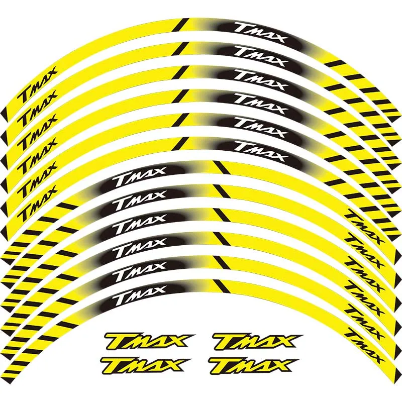 Подходит для YAMAHA TMAX TMAX500 TMAX530 500 530 15 ''12 X Bordo Spesso Esterno Rim sticker Banda Wheel sticker s - Цвет: yellow