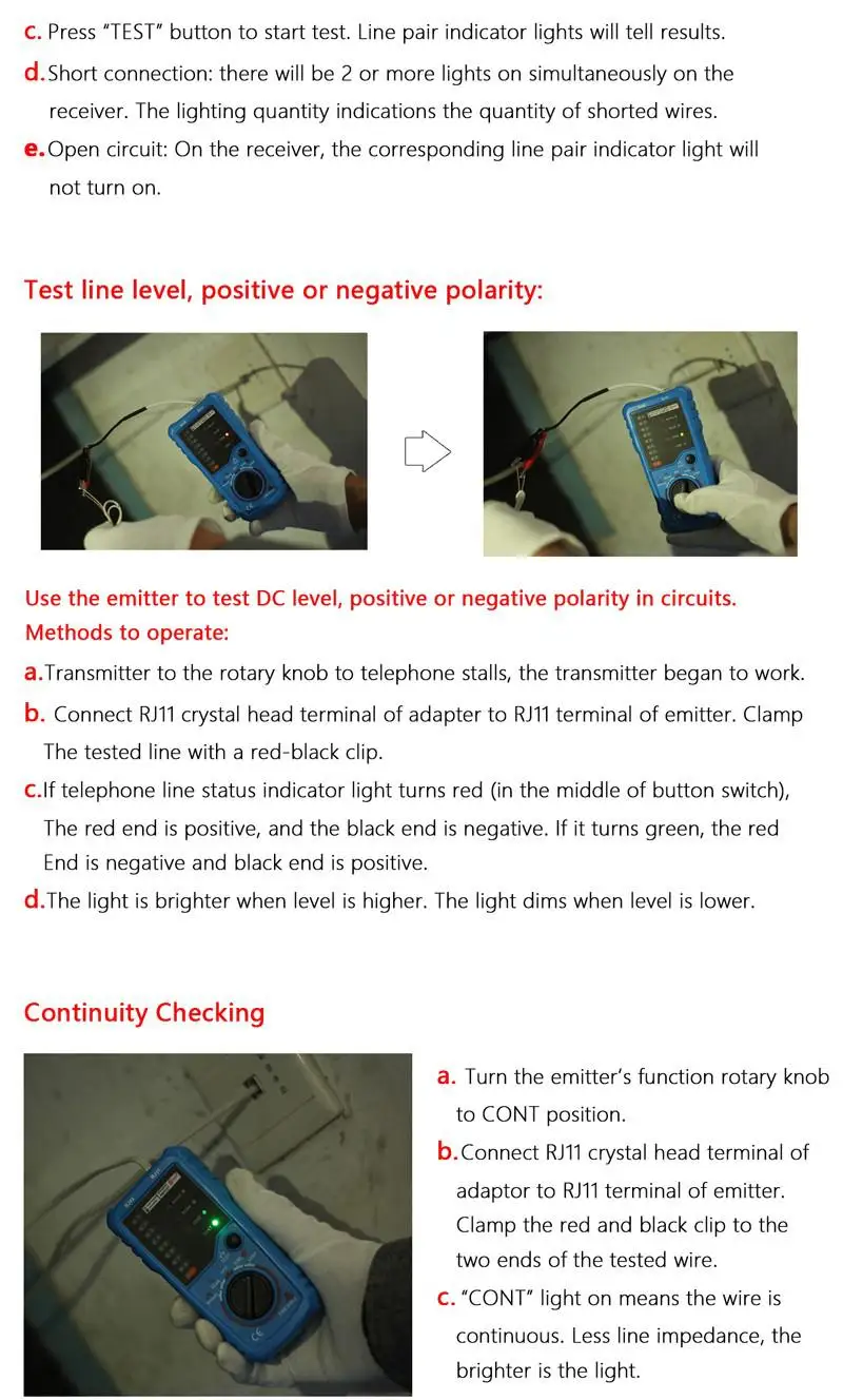 BSIDE FWT11 RJ11 RJ45 Wire Tracker Tracer Telephone Ethernet LAN Network Cable Continuity Tester Detector