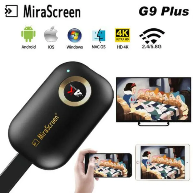 

Mirascreen G9 Plus 2.4G 5G 4K Wireless HDMI Android tv stick Miracast Airplay Receiver Wifi Dongle mirror Screen streamer cast