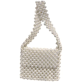 

NEW-Pearls Bag Beaded Shoulder Bag Women Vintage Retro Ladies Plastic Acrylic Bag New Ins Summer Spring