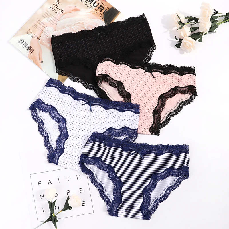 

2019 Sexy Lace Women Panties Fashion Underpants Tempting Pretty Briefs Cotton Low Waist Cute Women Underwear Hipster Lingrie