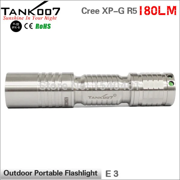 TANK007 E3 Cree XP G R5 Нержавеющая сталь Мини светодиодный фонарик фонарь брелок 180