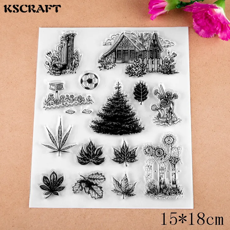 

KSCRAFT Leaves Transparent Clear Silicone Stamp/Seal for DIY scrapbooking/photo album Decorative clear stamp sheets 076