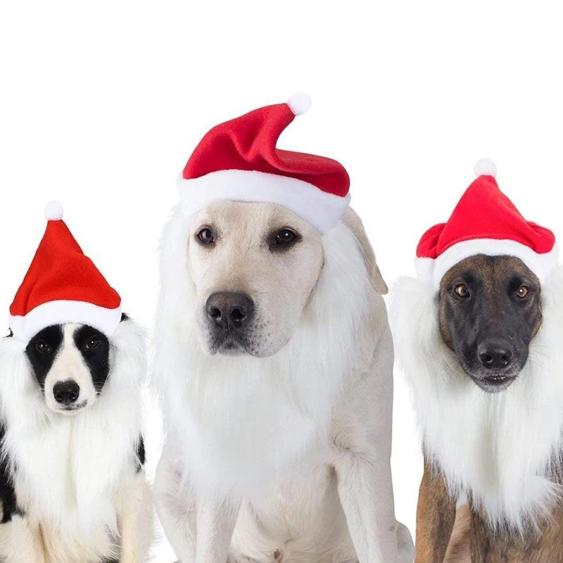 

1 pc New Hot Sale Christmas Red White Short Plush Warm Cute Dogs Elastic Caps Christmas Pets Supplies 8A1356