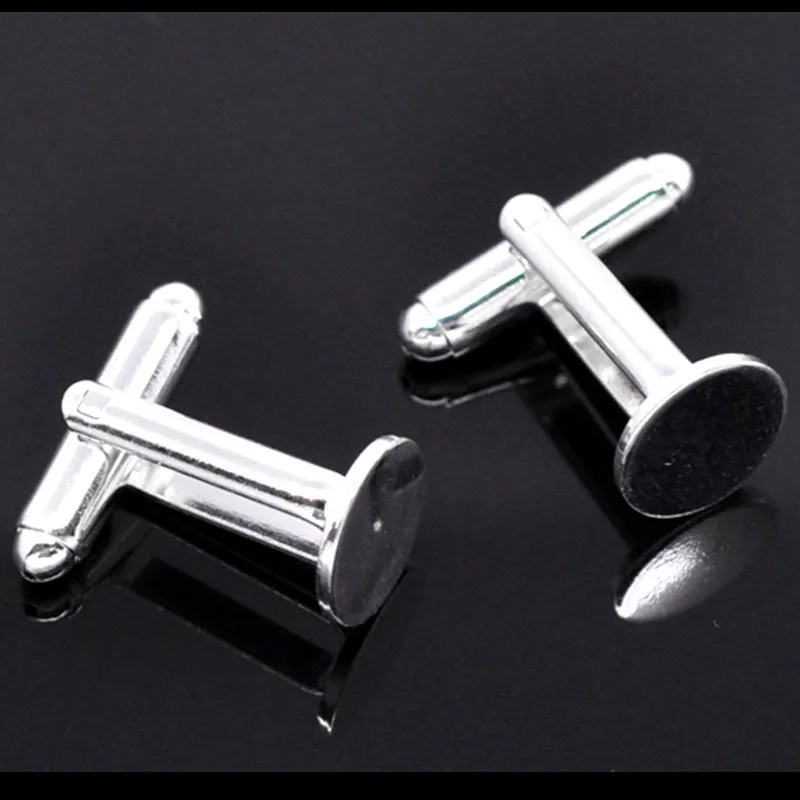 2 Pairs of Silver Plated Flat Round Cufflinks 25x10mm FREE P&P 