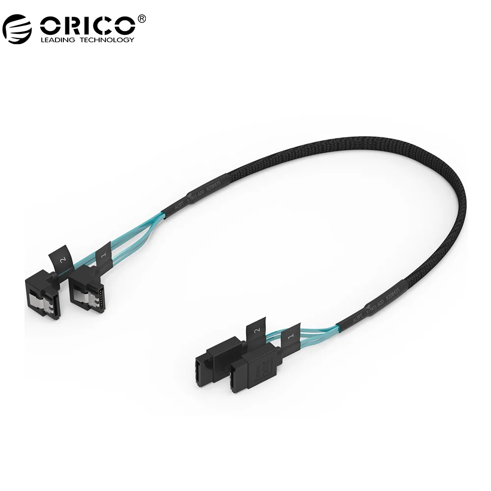

ORICO CPD SATA 3.0 Cable SAS Cable to 2 Pack SATA III Cable with Locking Latch, 6 Gbps, 1.6Ft / 0.5M & 1.8Ft / 0.55M