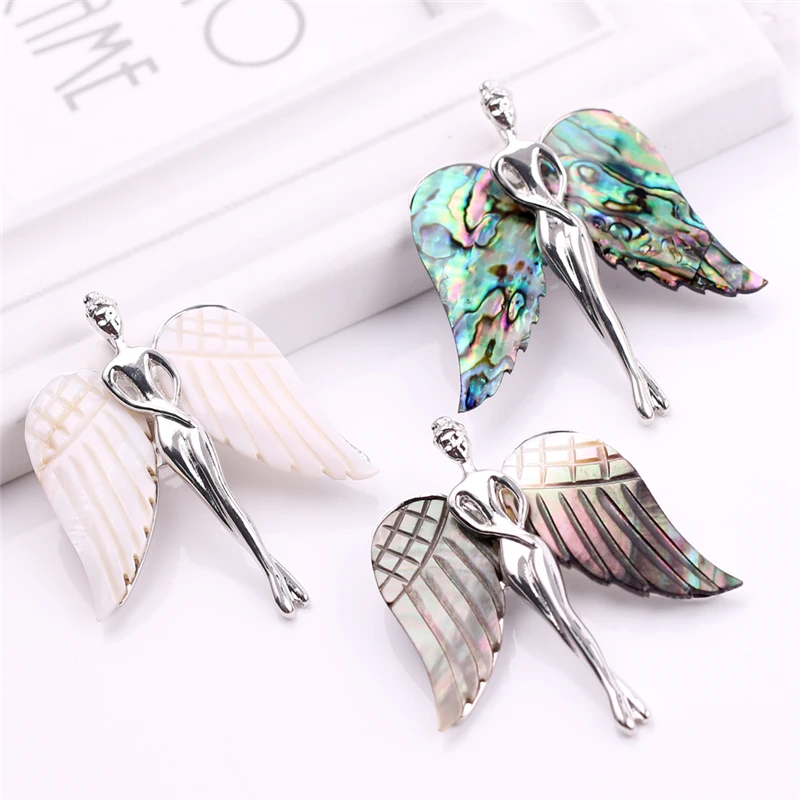 

Guardian Wings Statement Necklace Natural Color Shell Wings Elves Angel Pendant Necklace Long Choker Necklace Women's Jewelry