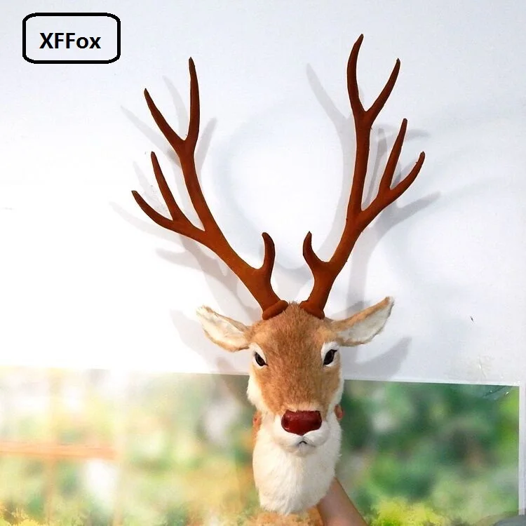 

big simulation sika deer head model polyethylene&furs yellow deer head wall pandent doll gift 35x48x75cm xf954