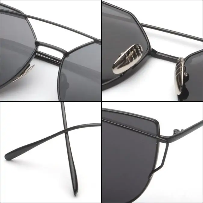 New Fashion Driver Goggles Twin-Beams Classic Women Metal Frame Mirror Sunglasses Cat Eye Glasses glasses women Anti-UV