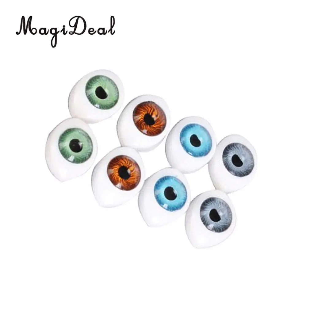 MagiDeal Plastic 4 Color 8Pcs Oval Hollow Back Plastic Eyes for Doll Mask Animal Puppets DIY Craft Toys 5mm