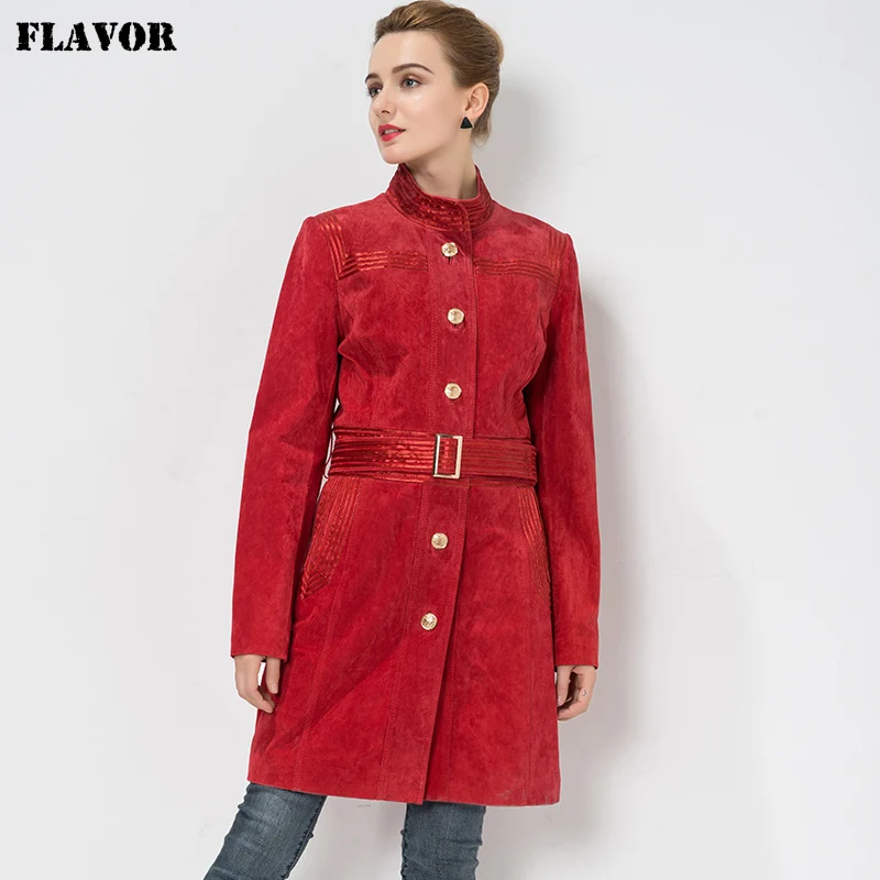 Trench Coupe coat 4xl Cuir Grande En Véritable Femmes De Denim S Réel Slim Peau Veste vent Rouge Porc Taille p8fzqwnn6