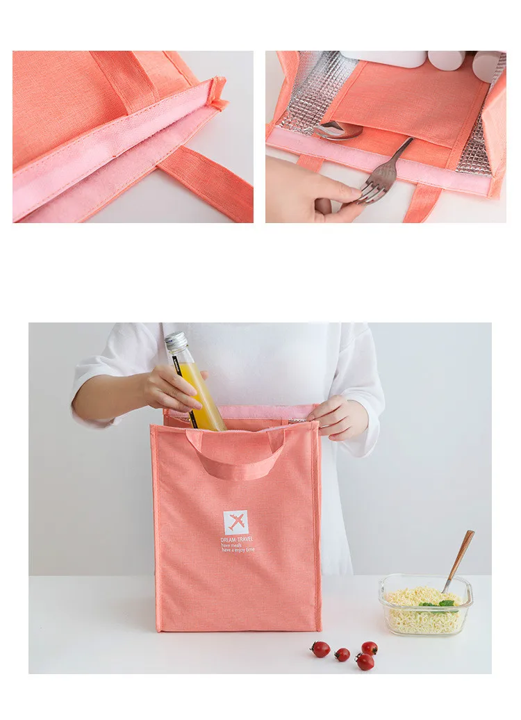 Портативный термо Ланч мешок модный хлопок водонепроницаемый для женщин и мужчин детское питание свежий Bento мешок офис напиток для пикника