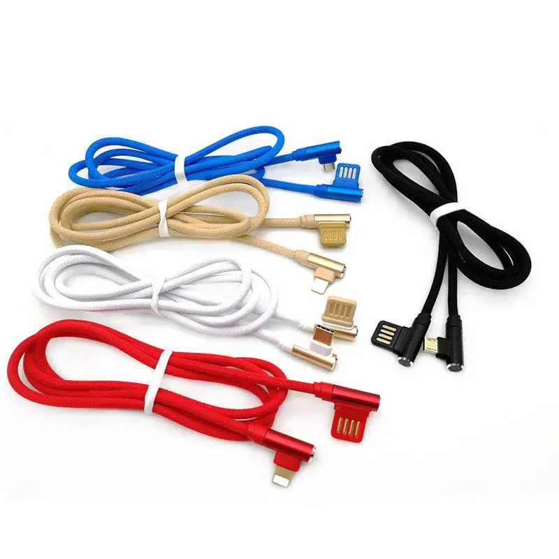 

3a Fast Charging Line Fabric Weaving Double Interfaces Data Line Type-c Music Android Charging 90 Degree Usb Cable HLSC0010