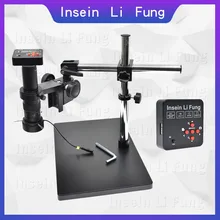 38MP 1080 P 2 K 60FPS микроскоп камера HDMI лупа USB TF карта хранения+ 10X-300X зум C-Mount объектив+ светодиодный свет+ вращающийся кронштейн