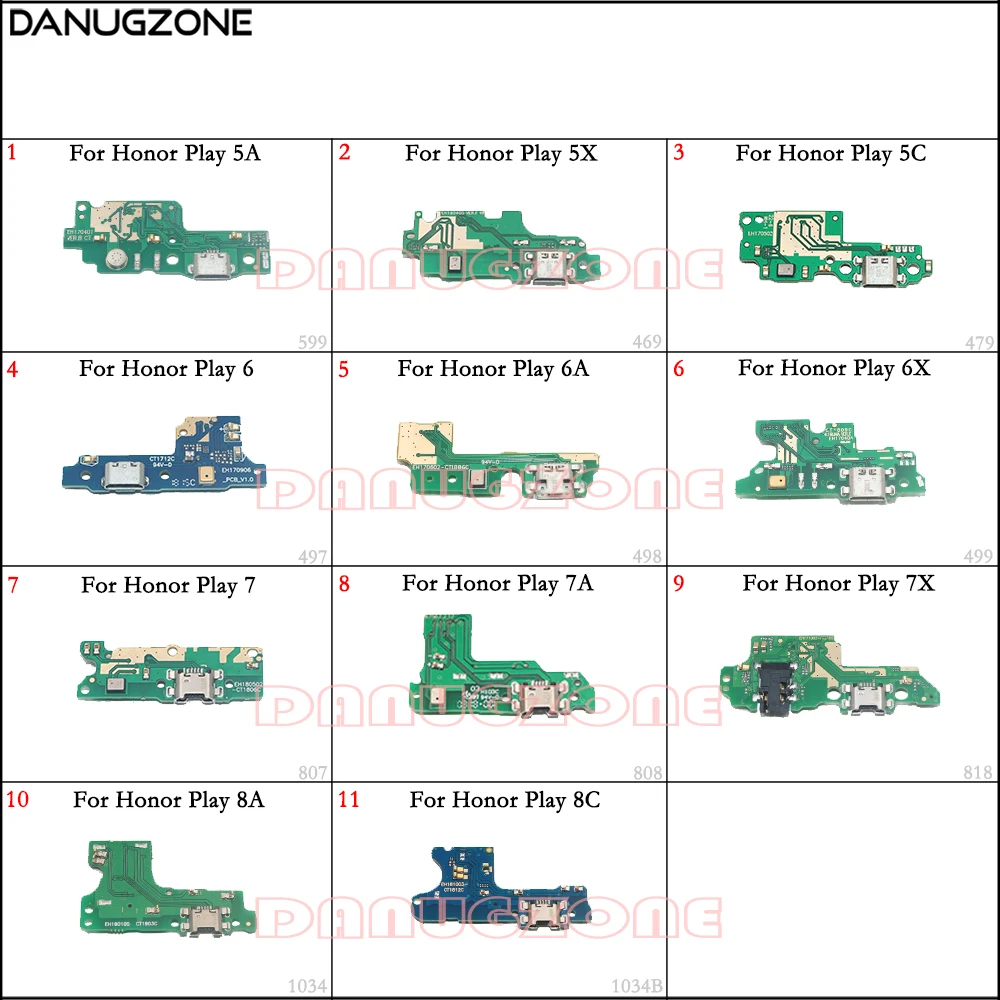 USB Charging Port Dock Plug Socket Jack Connector Charge Board Flex Cable For Huawei Honor Play 7A 7X 7 5A 5X 5C 8A 8C 6 6A 6X
