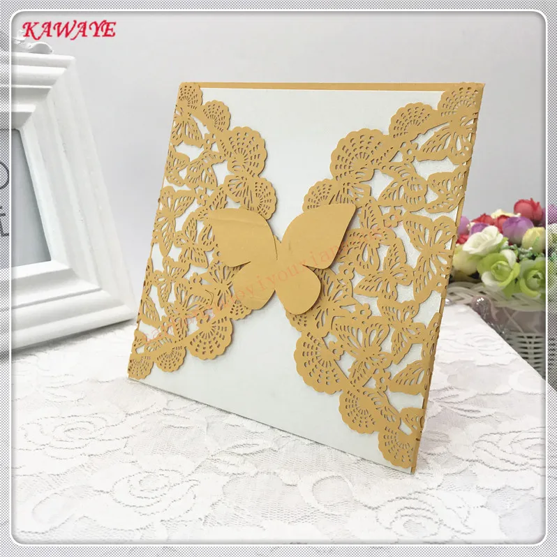 

30 Pcs/pack Delicate Carve Butterfly Pattern Wedding Invitations New Year Greeting Card Party Invitation Card Wedding Decor5ZH20