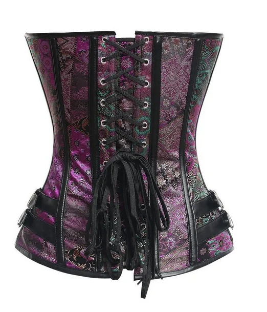 Gothic Steampunk Corset Jacquard Spiral Steel Boned Lingerie Overbust Lingerie Waist Bustier Corset Women Plus Size S-6XL Corset (10)