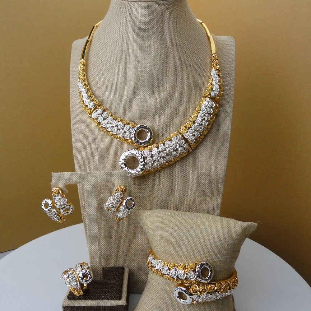 Yuminglai 24k Gold Dubai Costume Jewelry Artificial Jewelry for Women Designer Jewelry Sets FHK5357