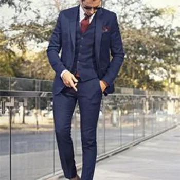 

Custom Made Dark Blue Mens Suit Tailor Made Suit Bespoke Light Navy Blue Wedding Suits For Men Slim Fit Groom Tuxedos For Men