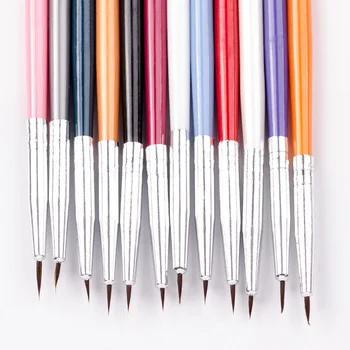 

12Pcs/Set Colorful Nail Art Liner Thin Painting Brush Design Dotting Pen Acrylic Fine Tips Drawing Lines Flower Tool Manicure