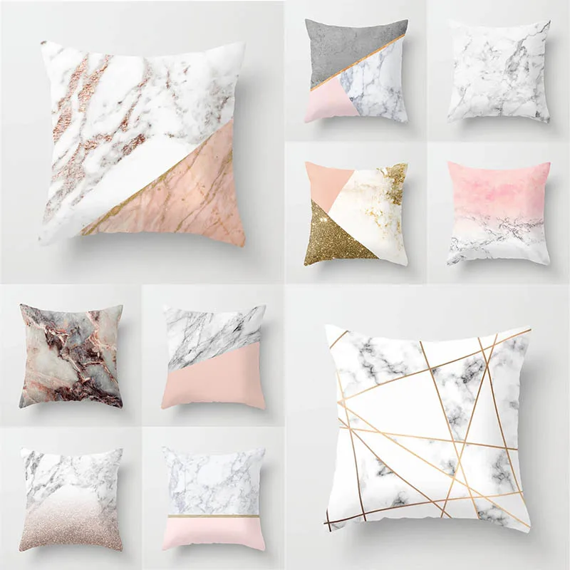 

Marble Cushion Cover Granite Printed Lines Throw Pillow Cover Polyester Throw Pillow Covers Decorative Pillowcases Home Decor