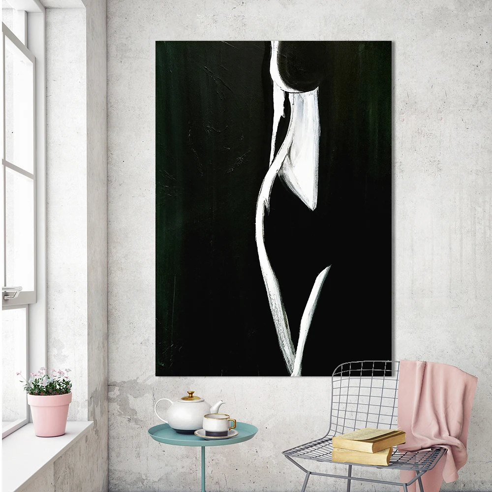

handmade oil painting For Living Room Home Decor Modern Nude Painting Female Form Black White Canvas Art Painting No Frame