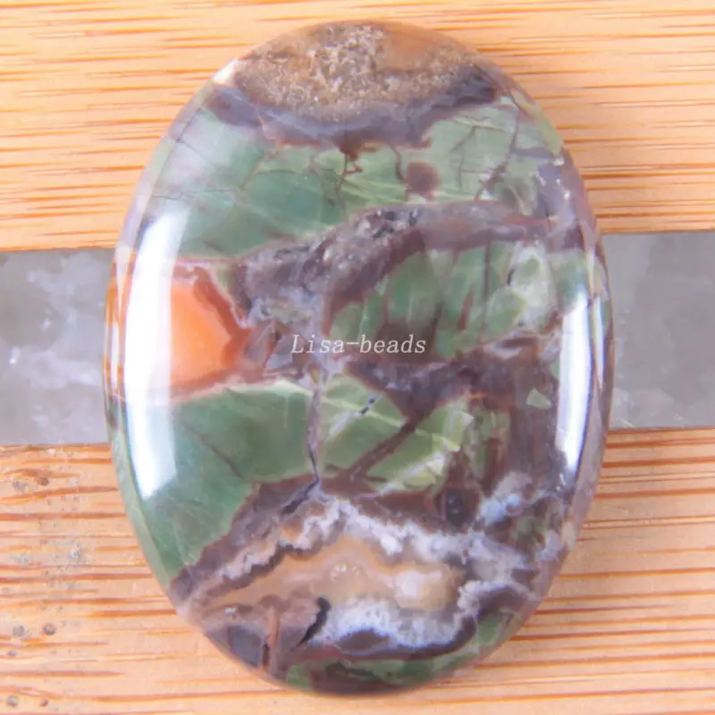 Кабошон подходит ожерелье Овальный 30x40 мм натуральный камень зеленый Jaspe шарик для мужчин женщин ювелирные изделия подарок 1 шт K1693