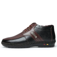 2017 dos homens da Marca Sapatos Casuais Sapatos de Couro de Pelúcia Botas de Neve Quente Calçado masculino Vaca Suede Deslizamento em Sapatos de Inverno Dos Homens À Prova D’ Água mocassins