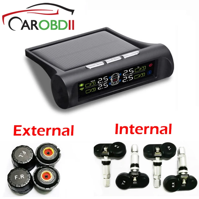 

Tire Pressure Monitoring System TPMS Internal External Sensors Solar TPMS Wireless USB Solar Charging System Auto Car Security