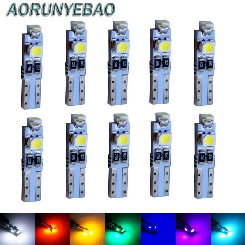 

AORUNYEBAO 100X Car Auto LED T5 3 led smd 3528 Wedge LED Bulb Lamp 3SMD White Instrument Lights Dashboard Warning Indicator