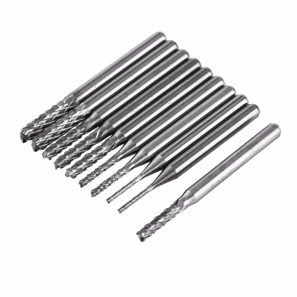 

10PCS1.0/1.5/2.0/2.5/3.0mm Corn Milling Cutter Tungsten Carbide Mini End Mill For Engraving Milling Machine CNC Cutting Bit