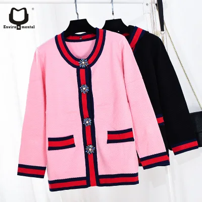 

Women Cardigan knitting Knitted luxury rhinestone Sweater brand quality Coat Crochet Female buttom Woman Knit Cardigans Tops