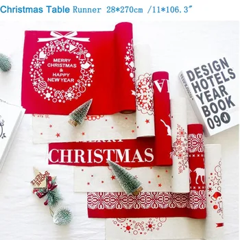 

Christmas Table Runners Long Tablecloth Table Covers Christmas Decoration for Home New Year Table Runners Decorations Table flag