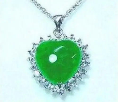

Free Shipping >>Hot sell !cakes jade woman set beads heart-shaped silver plated necklace pendant