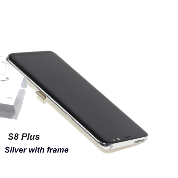 ЖК для SAMSUNG Galaxy S8 дисплей S8 Plus G950 G950F G955 G955F кодирующий преобразователь сенсорного экрана в сборе с рамкой - Цвет: S8 Plus Silver Frame