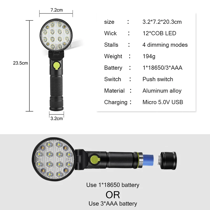 18650 фонарь для зарядки, красный, синий, белый светильник, Micro USB, светильник-вспышка, cob, светодиодный светильник-вспышка для охоты, кемпинга, водонепроницаемый фонарь с магнитом