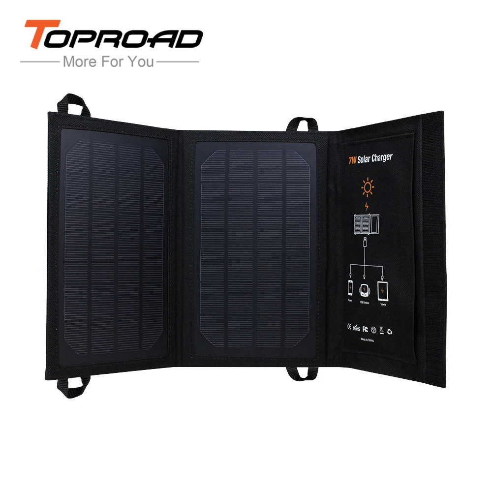 

TOPROAD 7W Portable Foldable Solar Panel Battery Charger Powerbank USB Charging for Cellphone MP3/4 Travel Outdoor Power Bank
