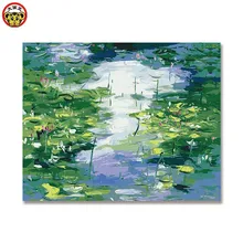 Картина по номерам художественная краска по номеру вода лилии Вода Масло лилии DIY цифровые картины Раскраска по номерам на холсте