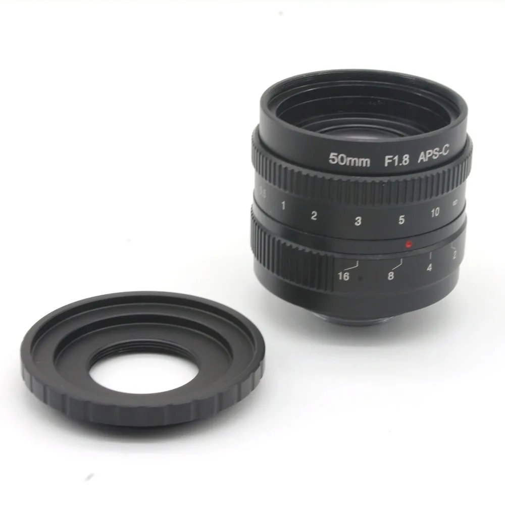 50mm f1.8 C mount CCTV Lens APS C sensor camera lenses with C N1 adapter ring For Nikon1V1,J1
