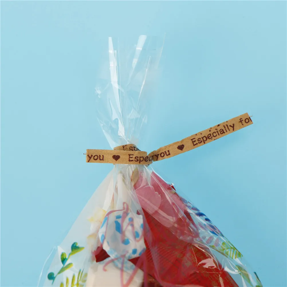 

100Pcs/lot Party Wedding Letters Pattern Ties Wrapping For Bakery Cookie Candy Bag