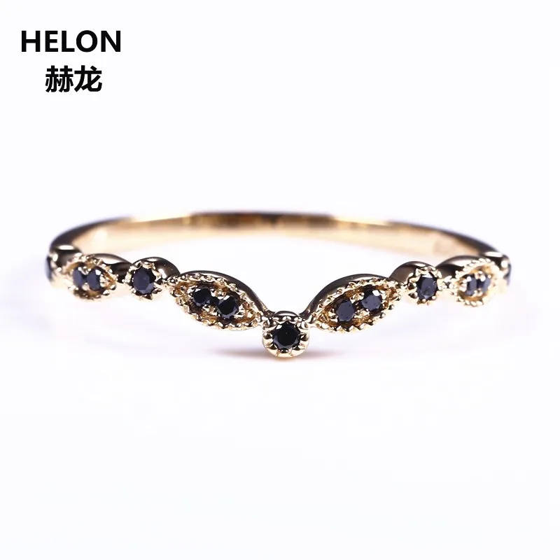 Кольцо для помолвки 14 к из желтого золота с натуральными бриллиантами, обручальное кольцо, юбилейное кольцо, вечерние винтажные синие сапфиры#6,5 - Цвет камня: R0064Y14K
