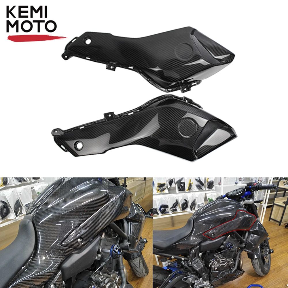KEMiMOTO углеродное волокно верхняя сторона воздухозаборника Ram Совок панель обтекателя Для Yamaha FZ07 MT07 мотоцикл FZ-07 MT-07