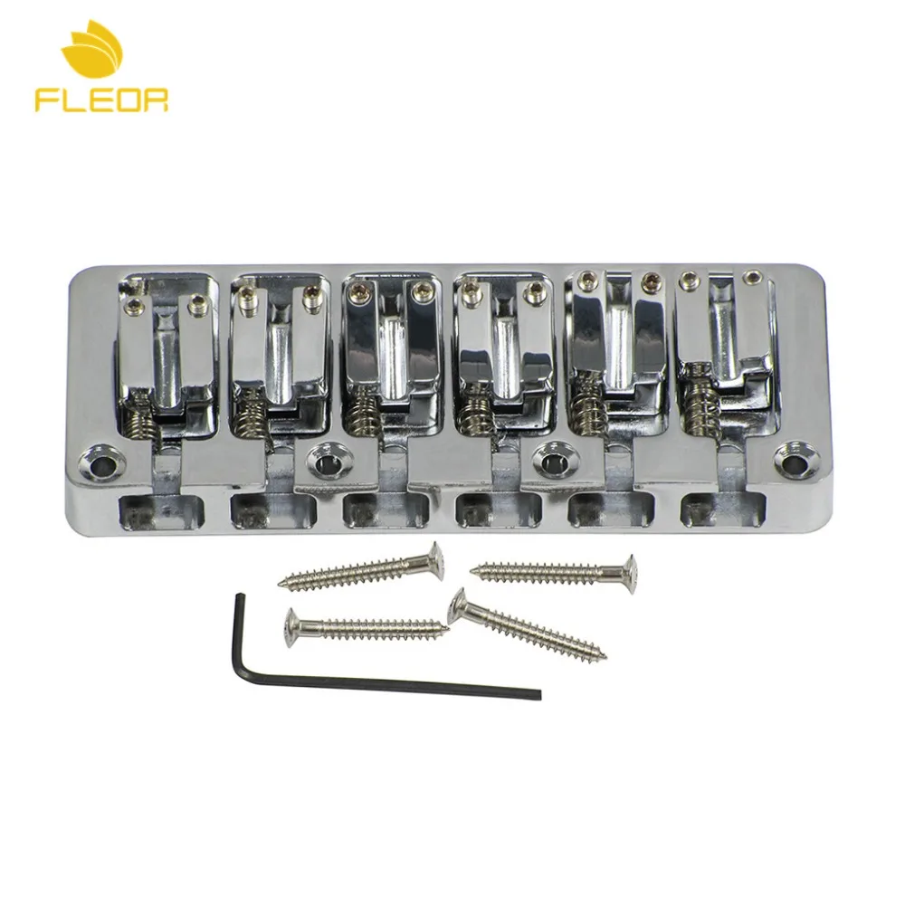 FLEOR Adjustable Saddles Electric Bass Guitar Bridge Zinc Alloy Chrome
