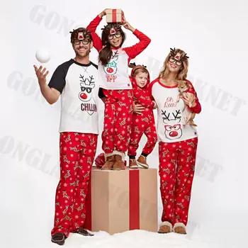 

Family Matching Christmas Deer Santa BFF Letter Printed Pajamas PJs Sets Xmas Sleepwear Nightwear Sleepwear Set